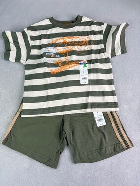 Okie Dokie Toddler Boy Size 4T Shorts & Tee Outfit Set Helicopter Safari
